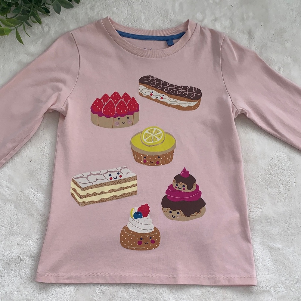 Mini Boden Sweet Treats Pink Top 7/8 Long Sleeves